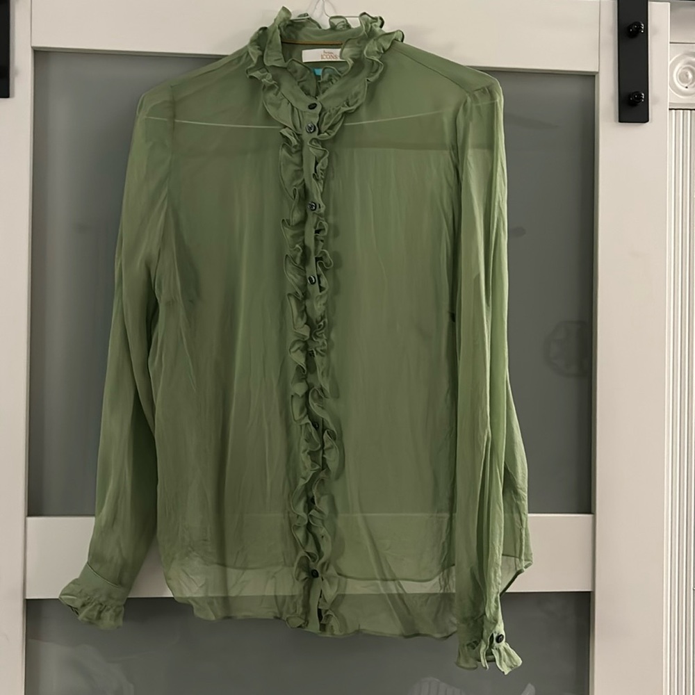 Boden Icons Grace Silk Shirt, Sheer, Sz. 14